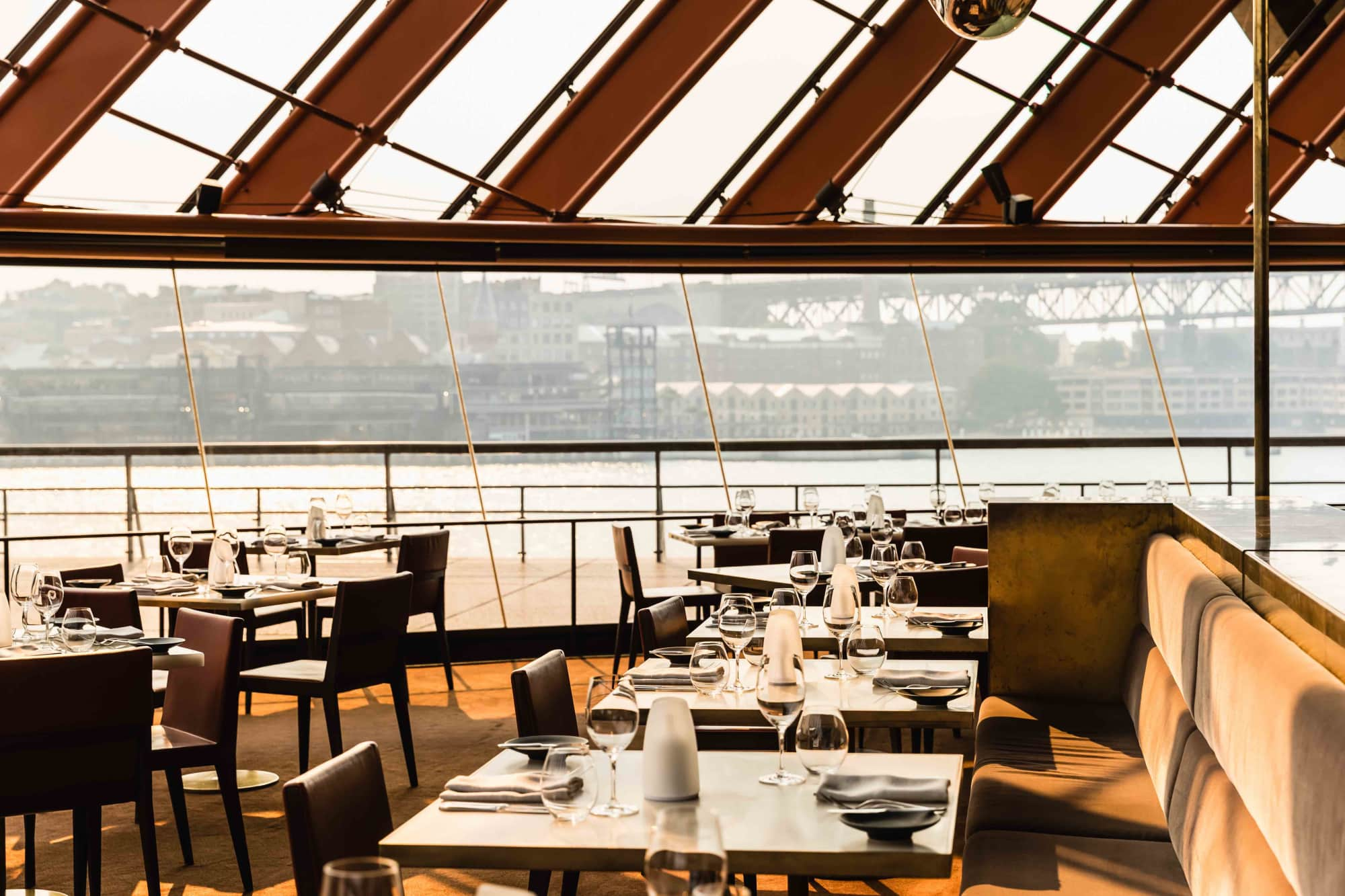 dining room with water views