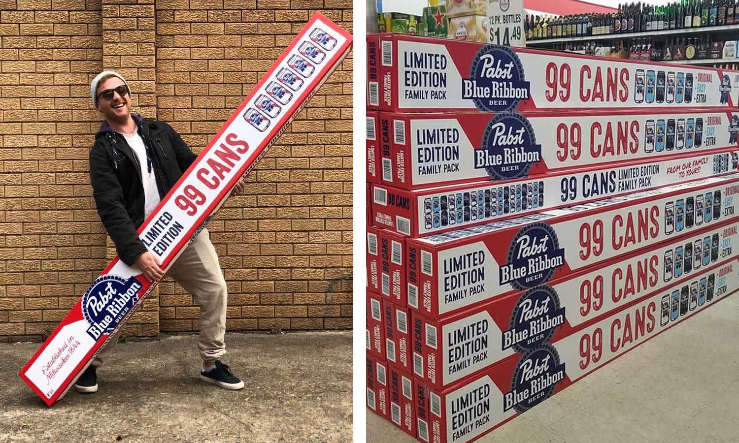 You Can Now Buy 99 Pabst Blue Ribbon Beers In A Two Metre Long Slab   Pabst 99 Cans 1 