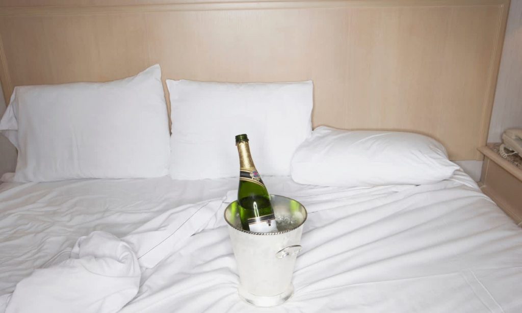 Champagne in hotel room