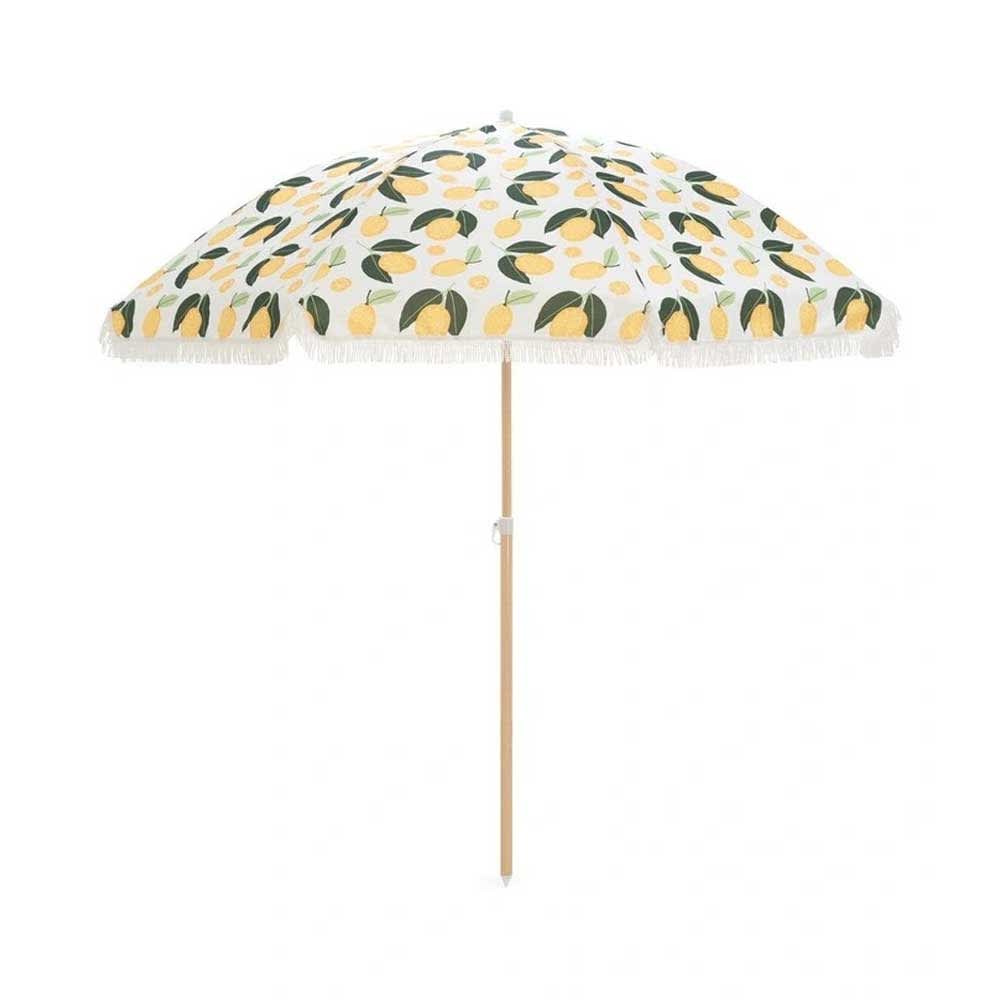 beach umbrella with lemon pattern