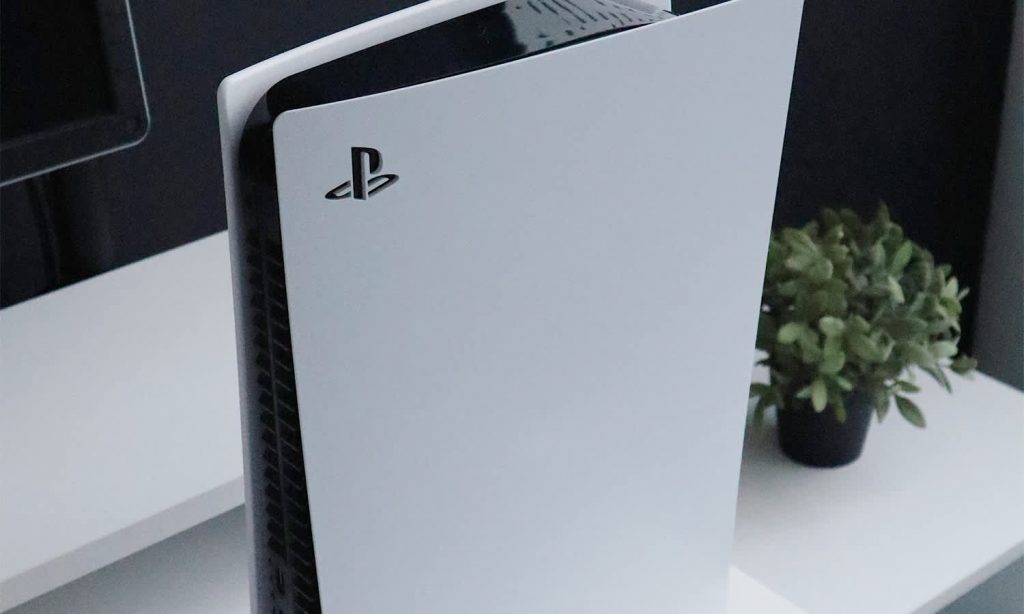 Top-down view of a PS5.