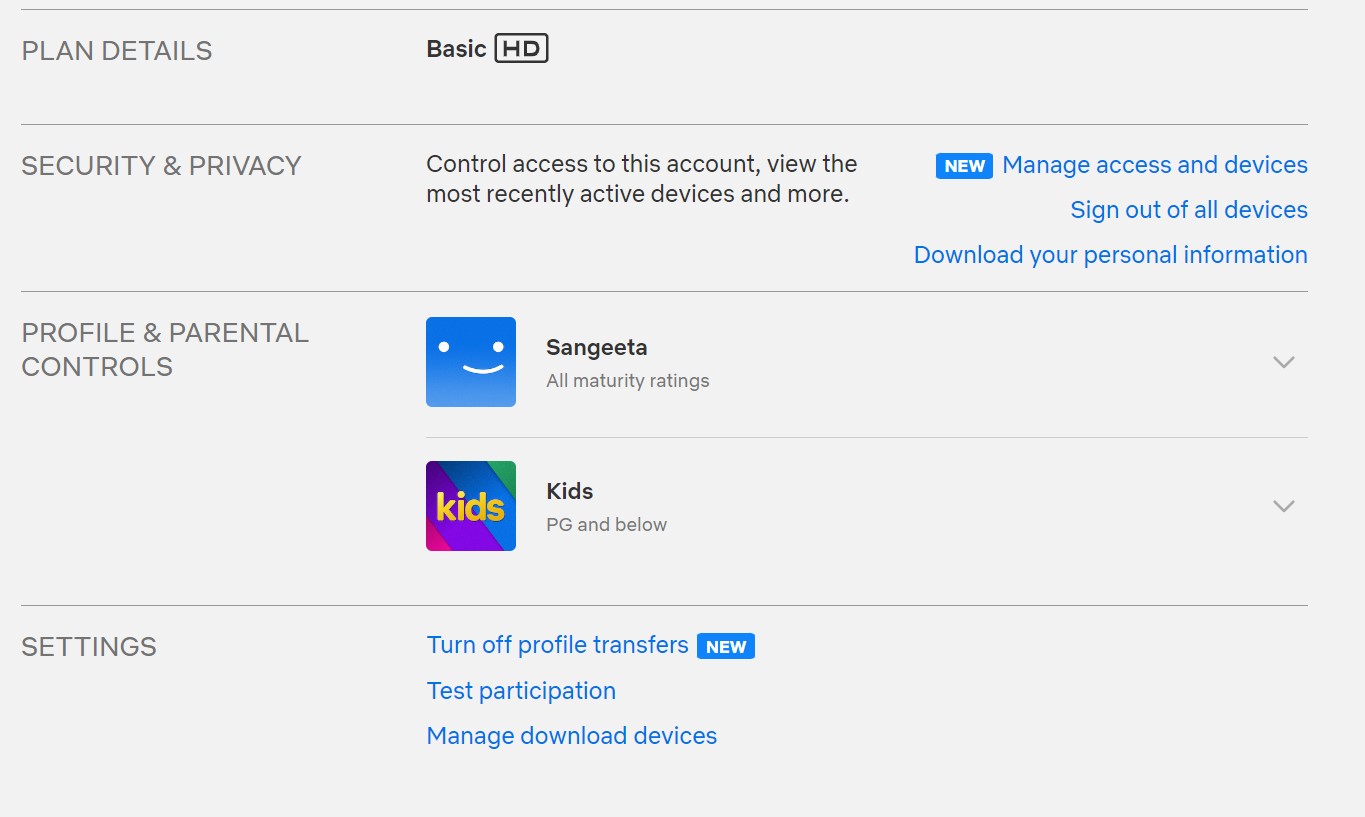 Netflix Manage all access and devices