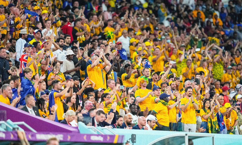 Australian fans cheering during the fifia world cup