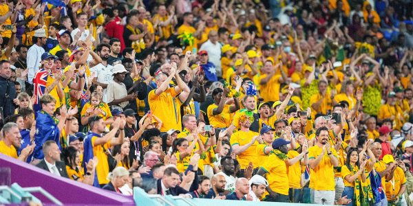 Australian fans cheering during the fifia world cup