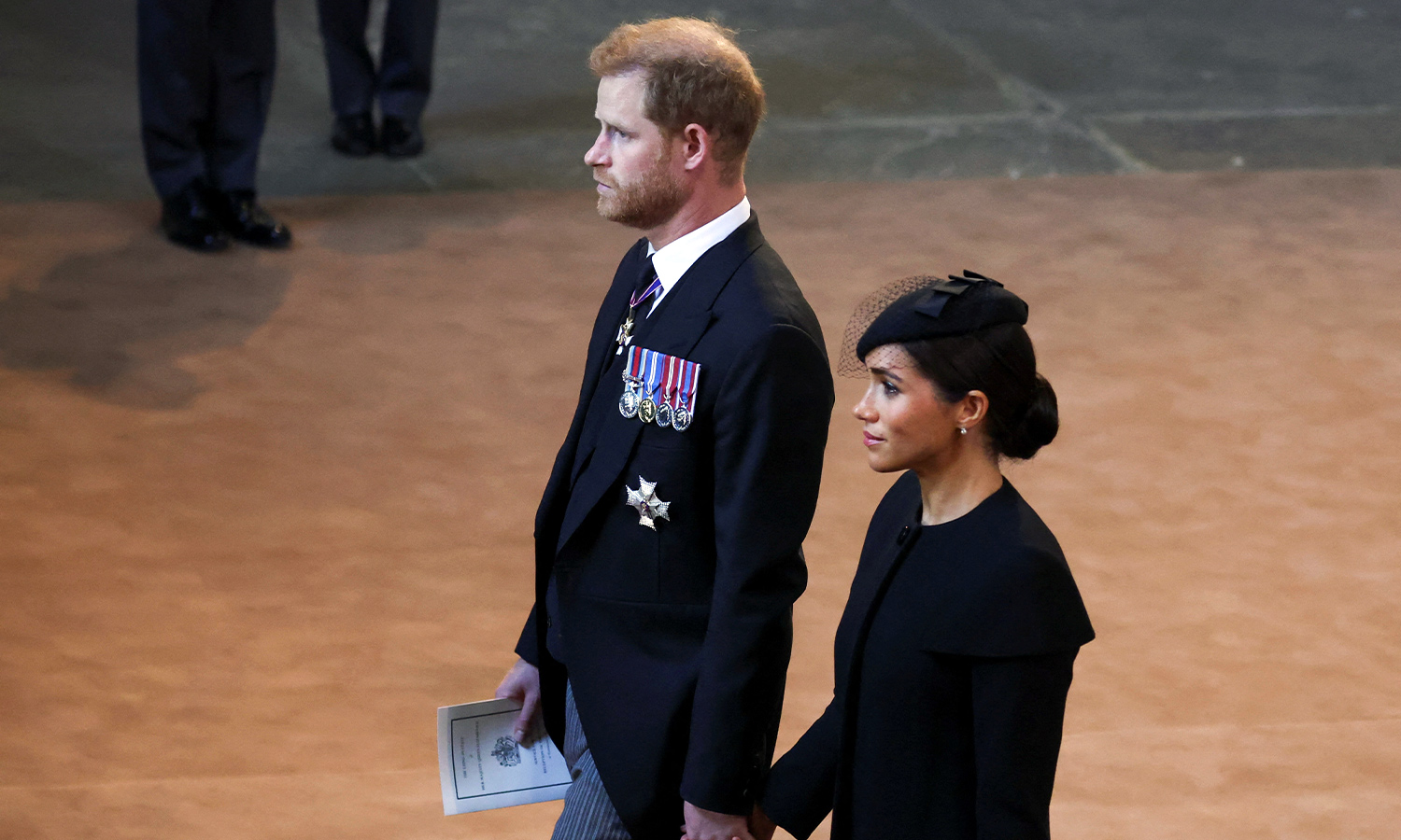 Harry and Meghan at the funeral of Queen Elizabeth II.