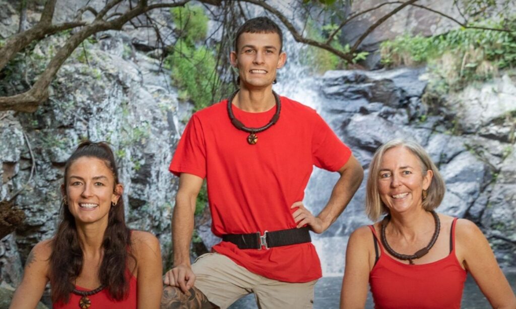 Photo of Aesha Scott, Harry Garside and Liz Ellis ahead of the 2023 finale of I'm a Celebrity... Get Me Out of Here!