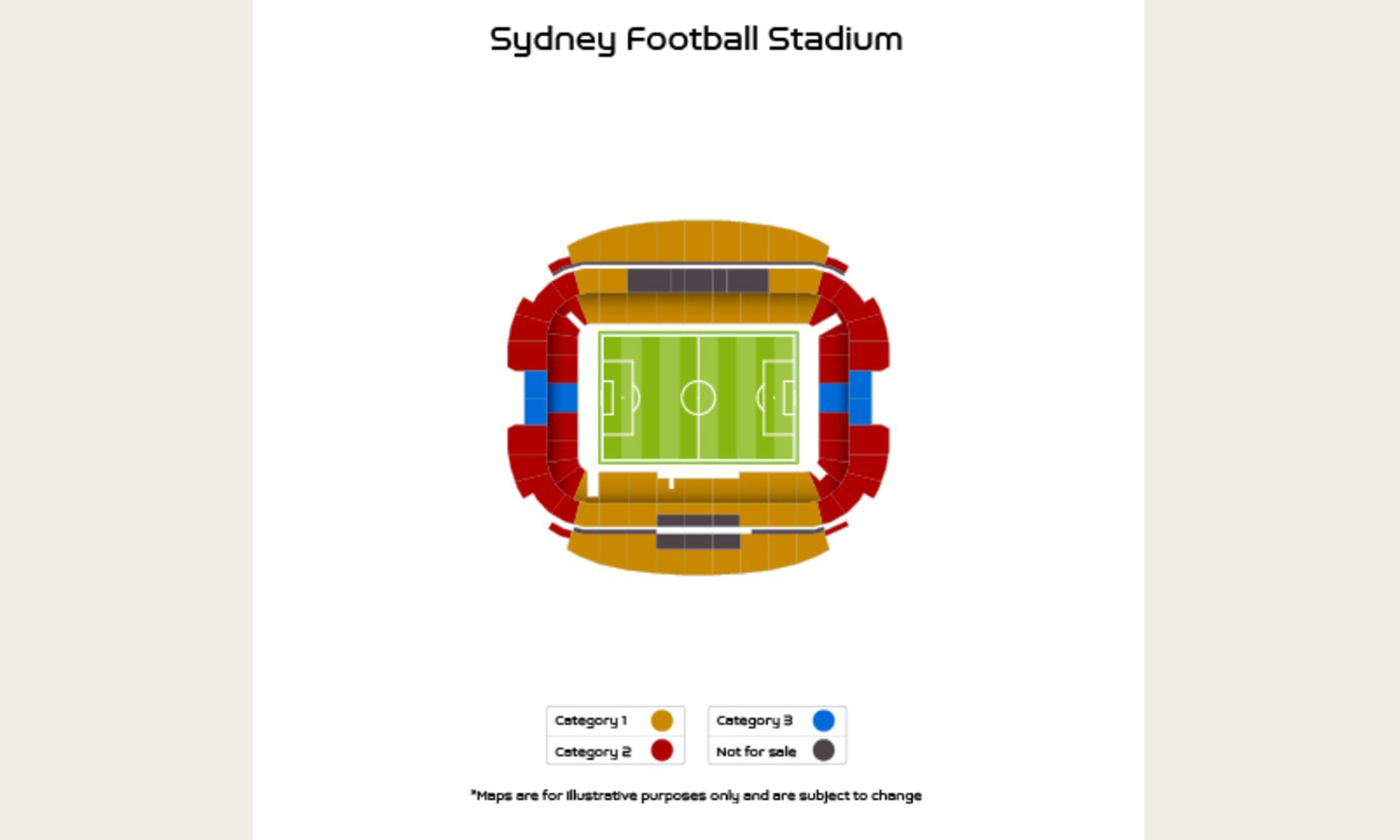 Seating plan for Sydney Football Stadium for the Fifa women's world cup 2023.