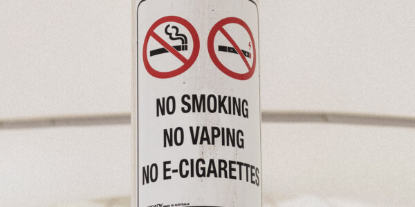 An image showing a poster banning the use of vapes in public to illustrate the new vape laws australia.