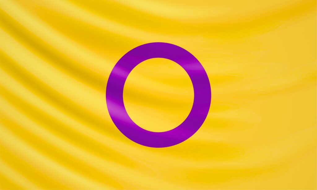 Intersex flag representing intersex people as the ACT passes laws to protect intersex people.