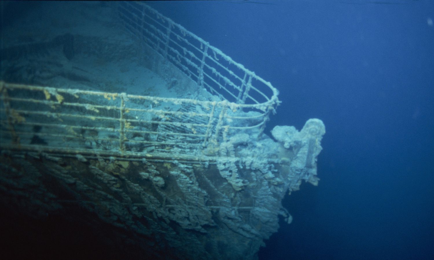 An image showing the bow of the Titanic shipwreck