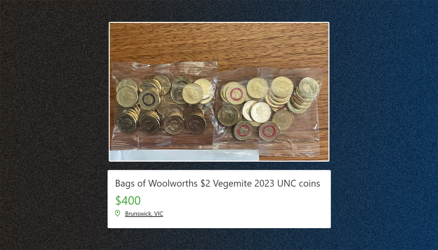 Woolworths Vegemite coins on Gumtree.