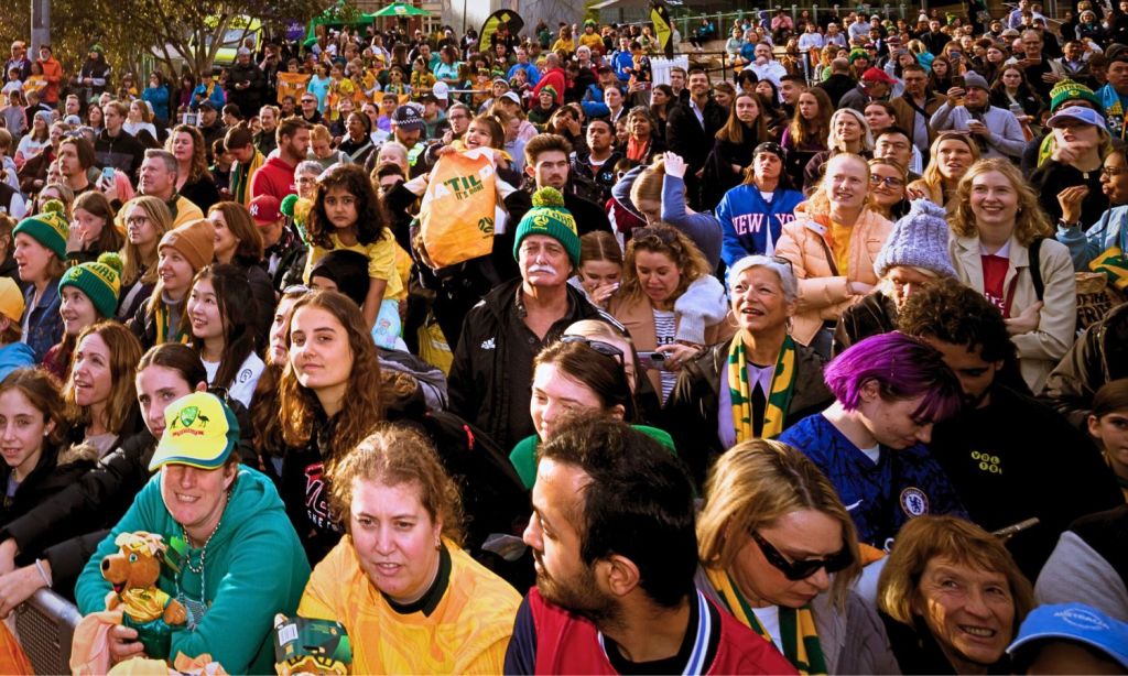 An image showing fans of the fifa women's world cup matildas perth