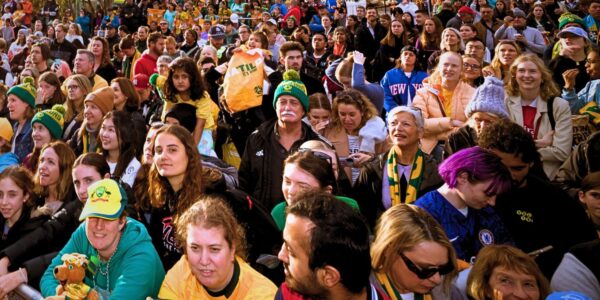 An image showing fans of the fifa women's world cup matildas perth