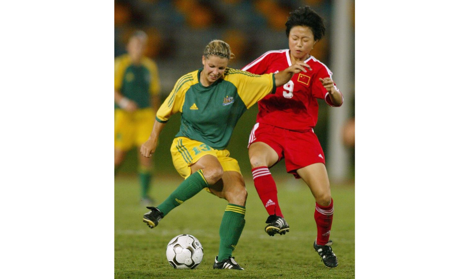An image showing Amy Taylor (Duggan) playing for the Matildas