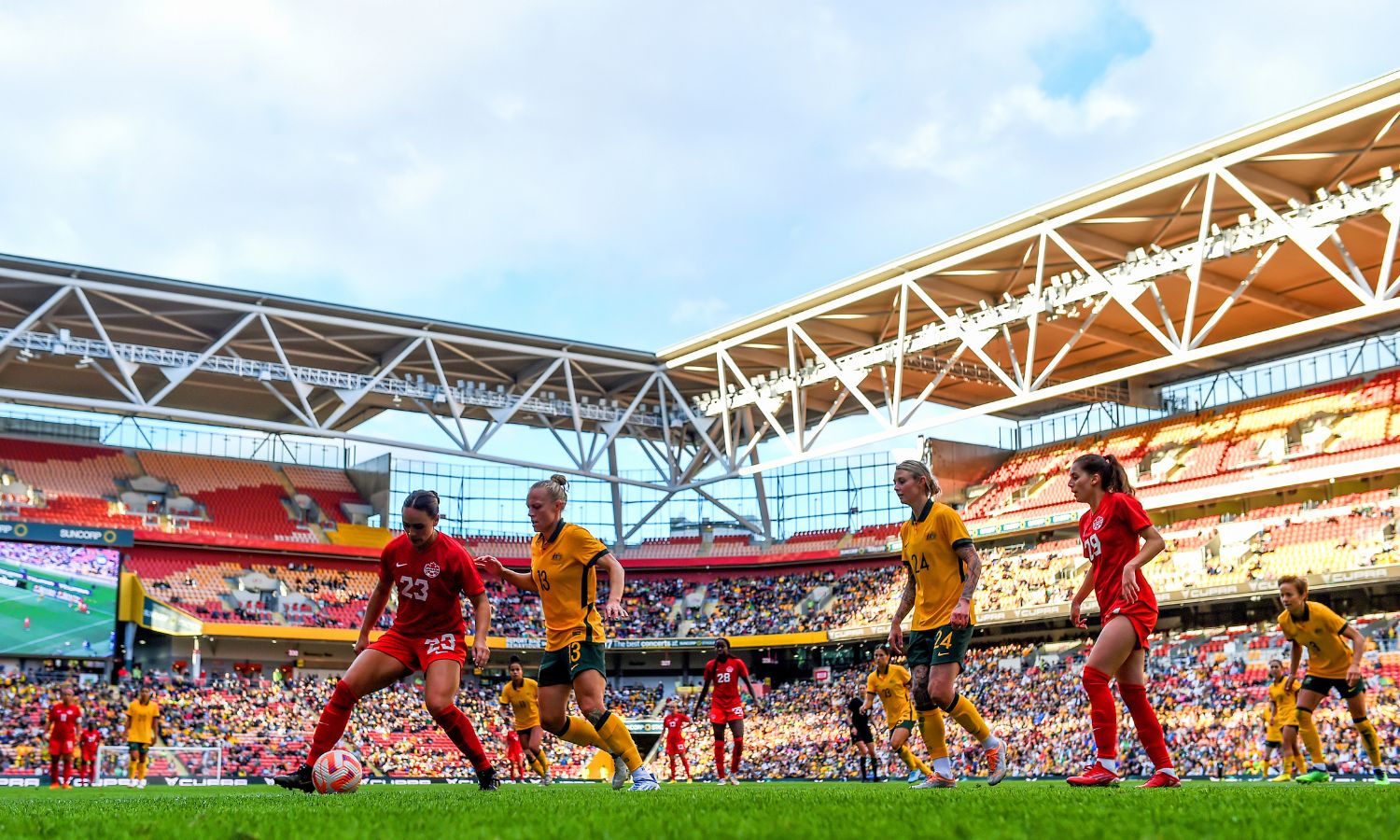An image showing the matildas playing in Brisbane during the 2023 fifa womens world cup