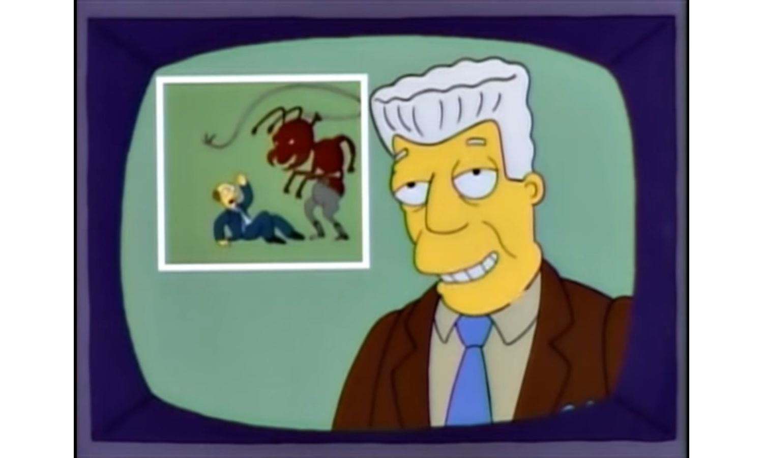 An image showing an episode of the Simpsons where ants take over to illustrate red fire ants aggressive approach.