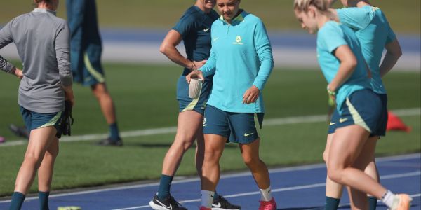 An image showing sam kerr in training with the matildas. women's world cup results.