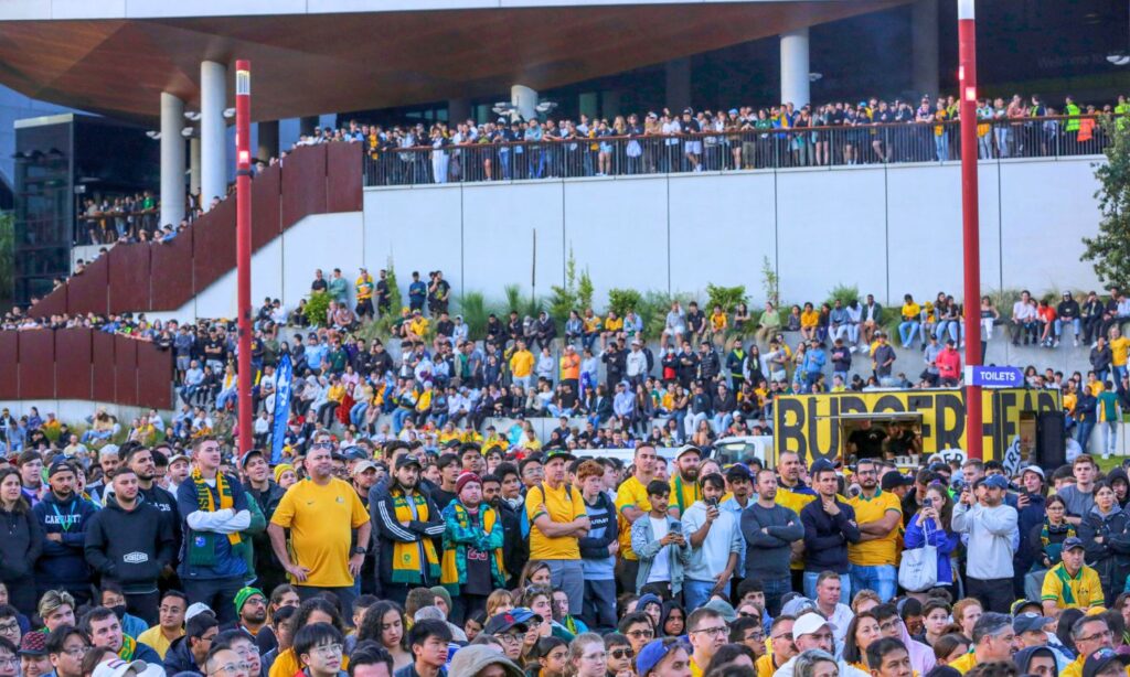 An image showing fans in Sydney watching the fifa world cup.