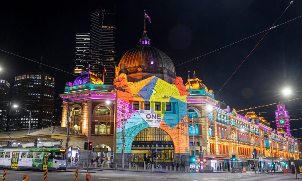 An image showing Melbourne lit up for the 2023 fifa womens world cup