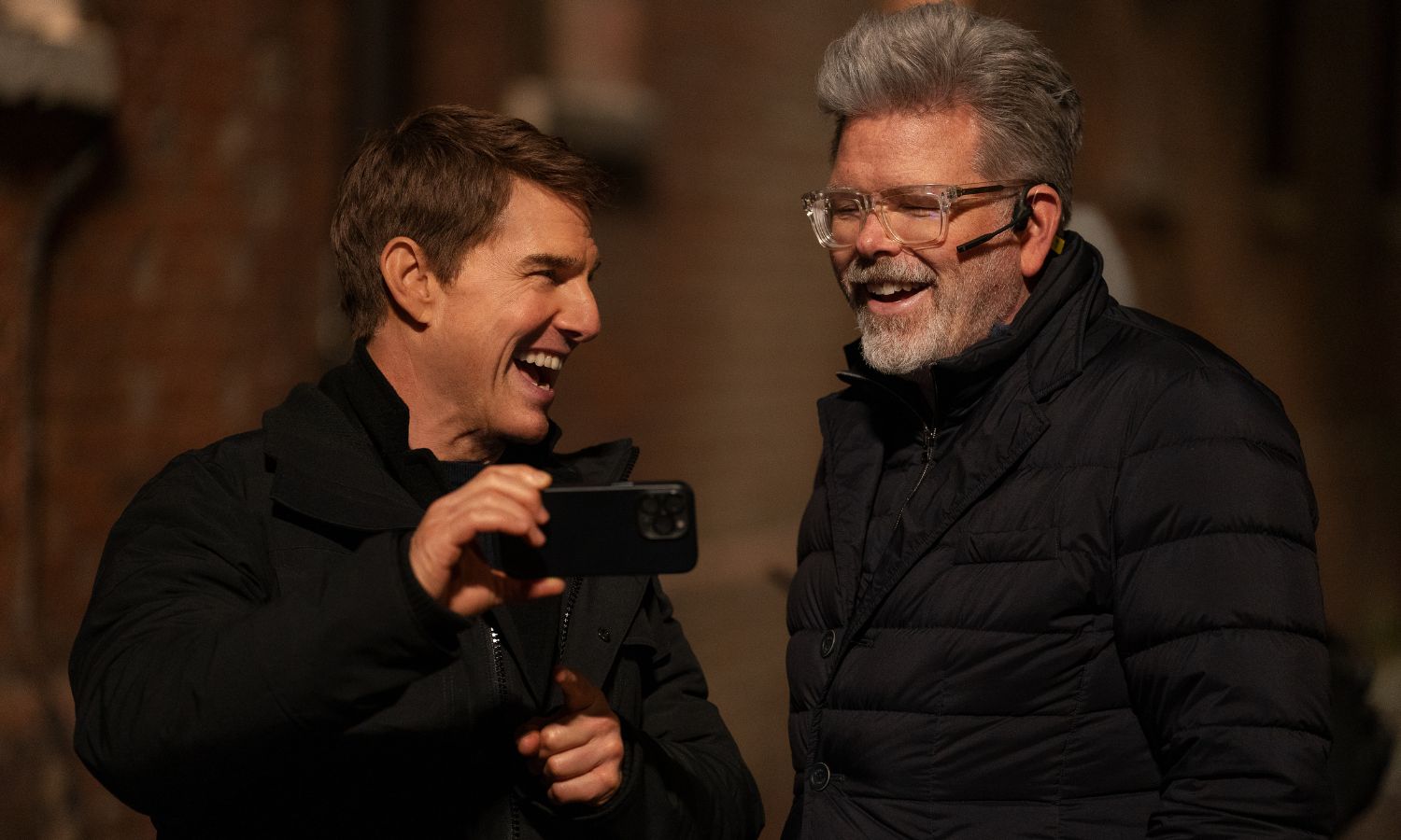 Tom Cruise and director Christopher McQuarrie on the set of Mission: Impossible — Dead Reckoning Part One.