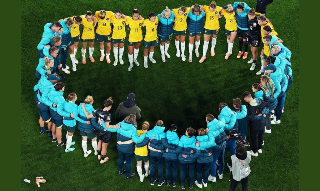 An image showing the Matildas at the end of the 2023 FIFA women's world cup