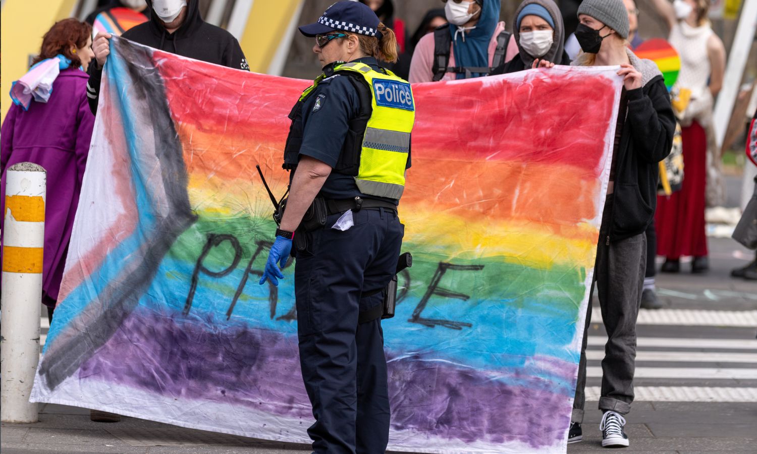 An LGBTQIA+ rights protest in Melbourne, Victoria