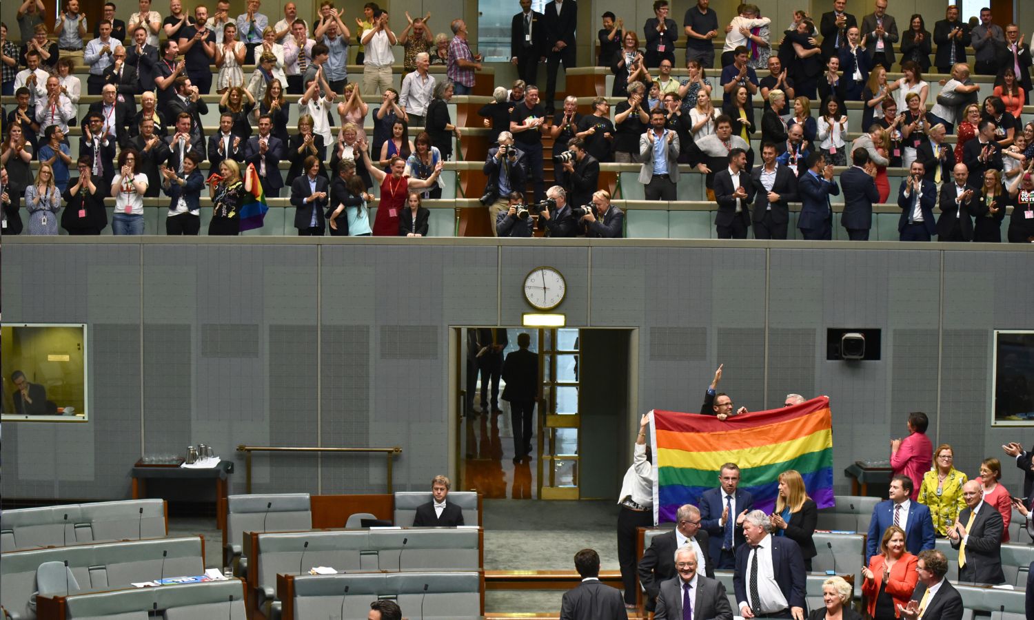 An image of Parliament in ACT when gay marriage was legalised