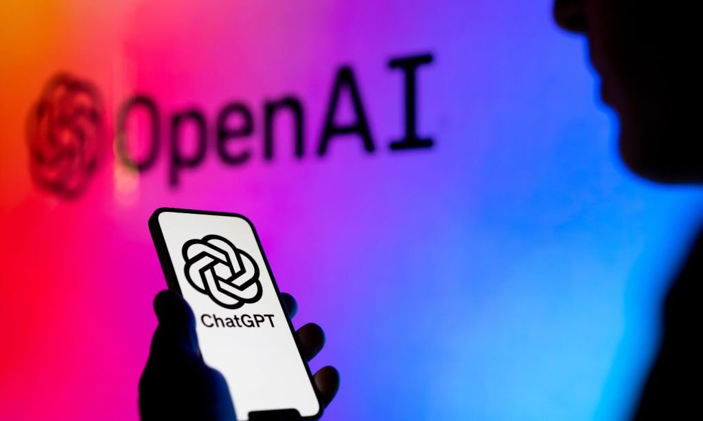 An image of the OpenAI logo and the ChatGPT logo to illustrate an article about the new voice and image search functions that the AI chatbot has