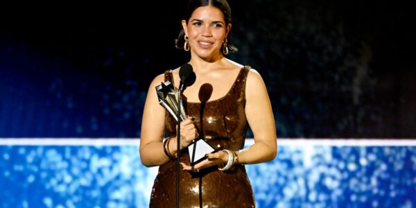 America Ferrera accepts the SeeHer award at the 2024 Critics Choice Awards America Ferrera Critics Choice Awards.
