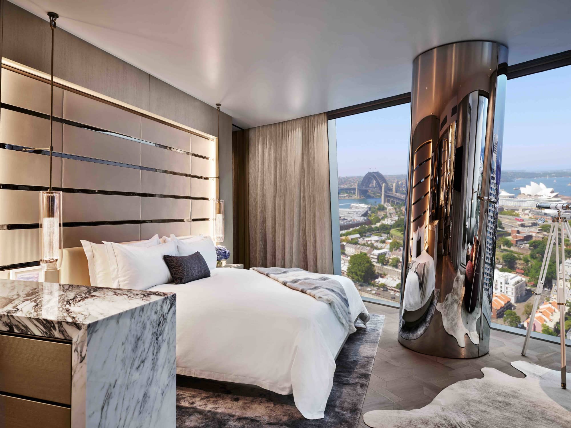 Bedroom with city views