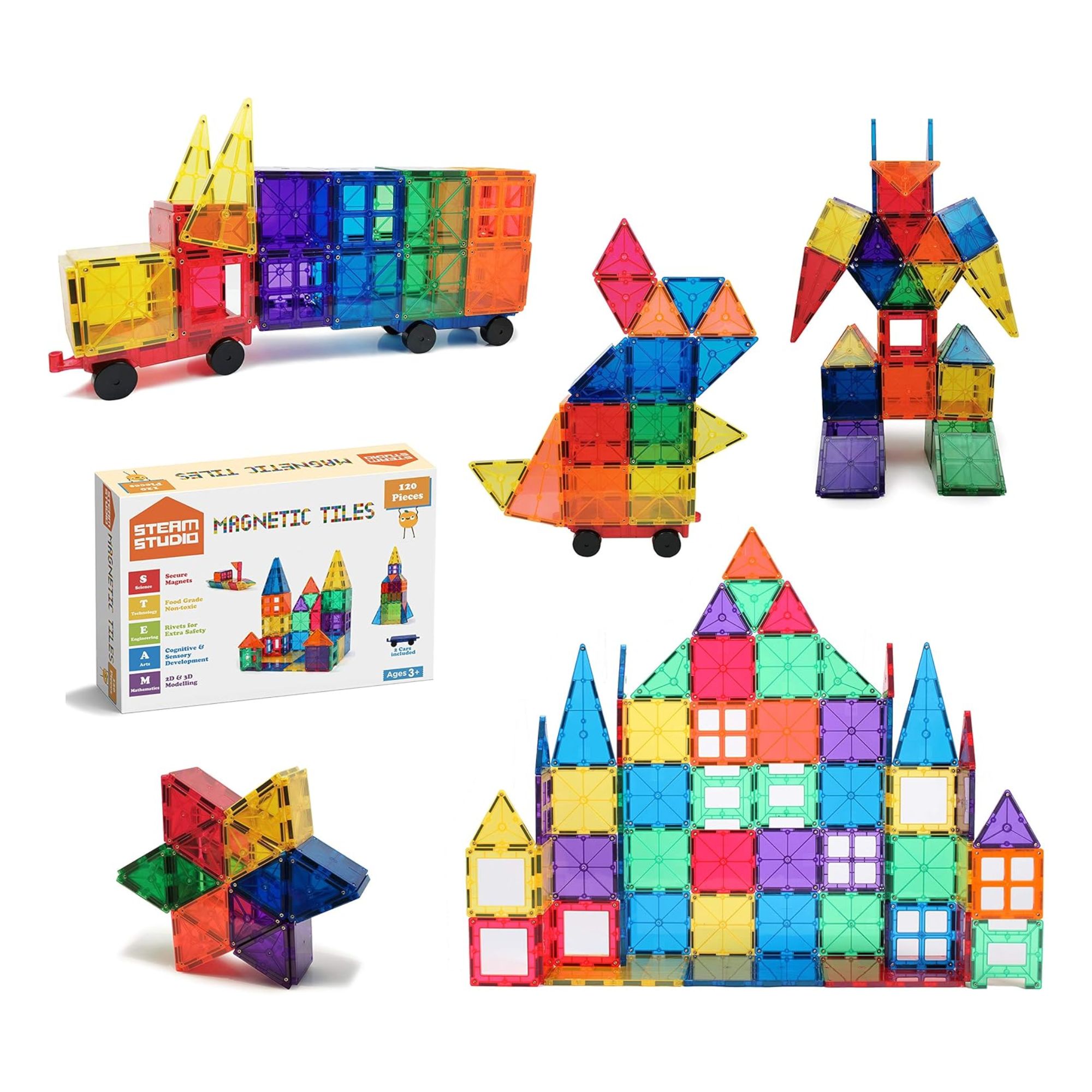 STEAM STUDIO 120pcs Magnetic Tiles