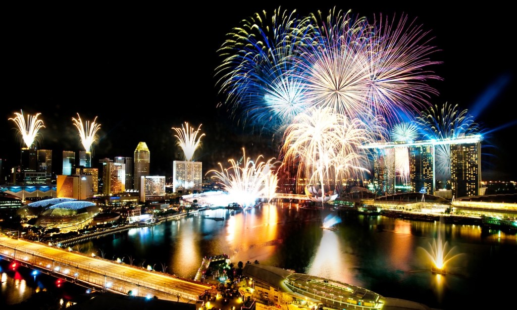 singapore skyline at night