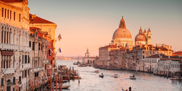 A view of Venice at golden hour.